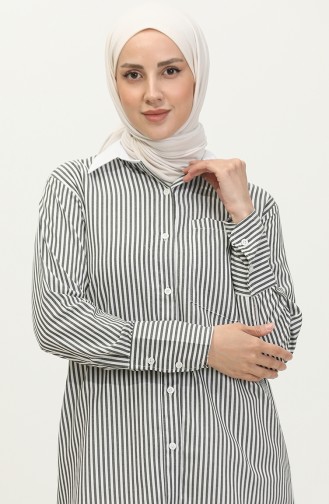 Striped Garnished Tunic 4822-01 Black 4822-01