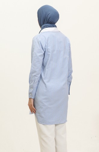 Striped Garnished Tunic 4822-03 Blue 4822-03