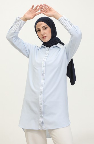 Striped Garnished Tunic 4823-02 Blue 4823-02