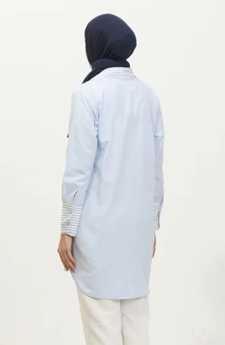 Striped Garnished Tunic 4823-02 Blue 4823-02