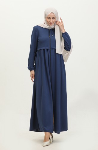 Zippered Abaya 0569-10 İndigo 0569-10