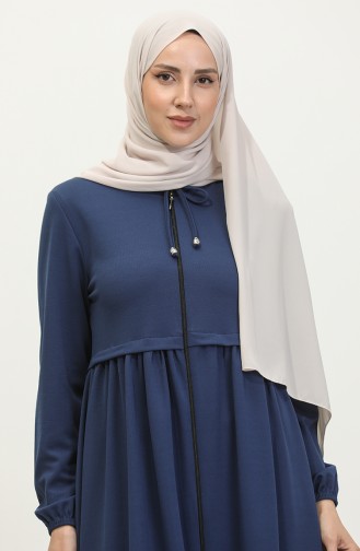 Zippered Abaya 0569-10 İndigo 0569-10