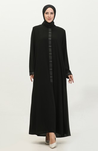 Hande Abaya Pour Femme Taille Plus 3012-01 Noir 3012-01