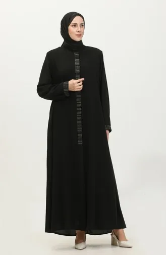 عباية نسائية مقاس كبير 3012-01 أسود 3012-01