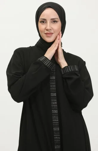 عباية نسائية مقاس كبير 3012-01 أسود 3012-01