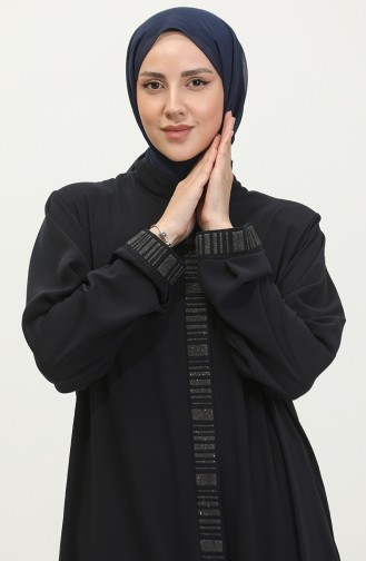 Hande Plus Size Damen Abaya 3012-02 Marineblau 3012-02