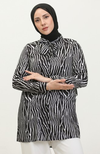 Patterned Blouse Black T1679 998