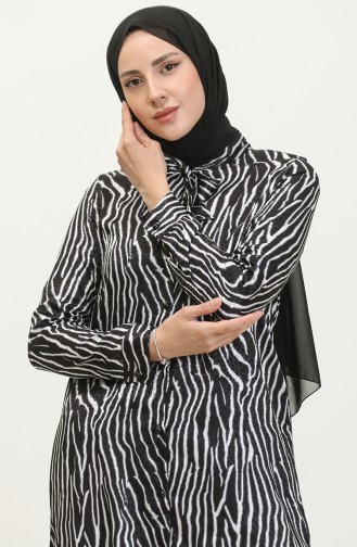 Patterned Blouse Black T1679 998