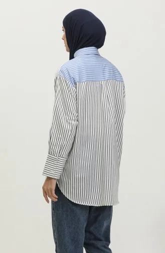 قميص بخطوط لونين  4810B-01 أبيض 4810B-01