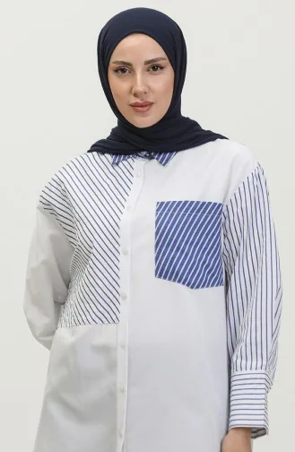 Garnished Striped Shirt 4810c-01 white 4810C-01