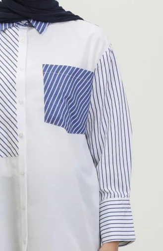 Garnished Striped Shirt 4810c-01 white 4810C-01