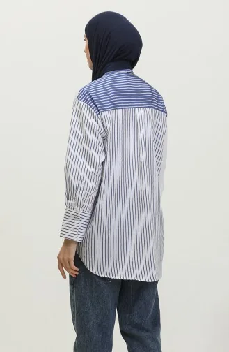 Garnished Striped Shirt 4810c-01 white 4810C-01