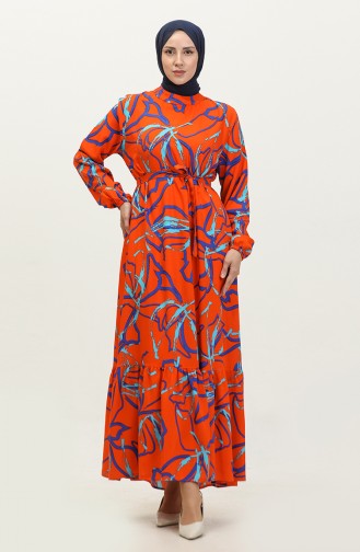 Viscose Belted Dress 0370a-01 Orange Saxe 0370A-01