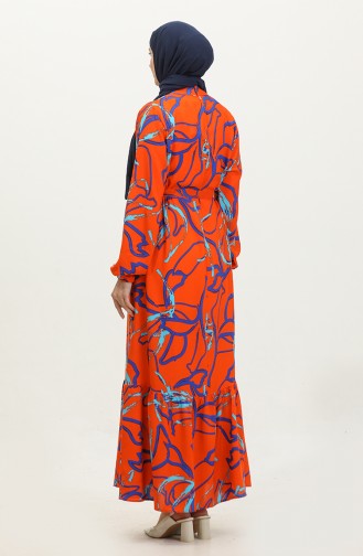 Viscose Belted Dress 0370a-01 Orange Saxe 0370A-01