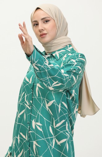 Tunique Chemise à Motifs Grande Taille 2022B-04 Vert 2022B-04