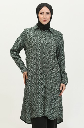 Tunique Chemise à Motifs Grande Taille 2022C-01 Vert 2022C-01