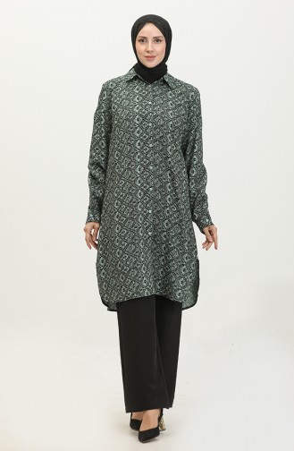 Tunique Chemise à Motifs Grande Taille 2022C-01 Vert 2022C-01