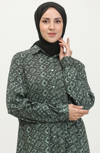 Tunique Chemise à Motifs Grande Taille 2022C-01 Vert 2022C-01