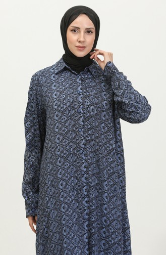 Tunique Chemise à Motifs Grande Taille 2022C-02 Indigo 2022C-02