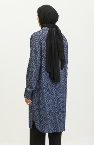 Tunique Chemise à Motifs Grande Taille 2022C-02 Indigo 2022C-02