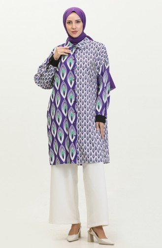 Large Size Patterned Tunic Purple G3142 1000