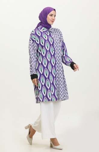 Large Size Patterned Tunic Purple G3142 1000