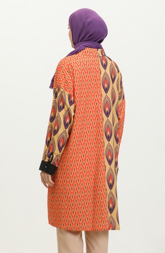 Large Size Patterned Tunic Orange G3142 1001