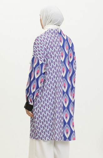 Büyük Beden Desenli Tunik Mavi G3142