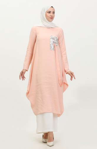 Pul Detaylı Tunik Pudra T1693