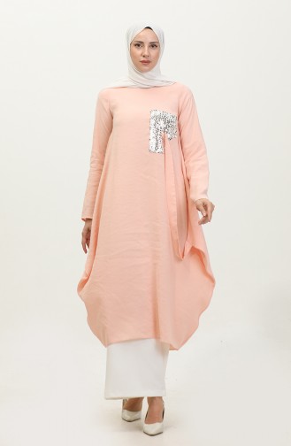 Pul Detaylı Tunik Pudra T1693