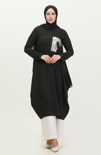 Pul Detaylı Tunik Siyah T1693