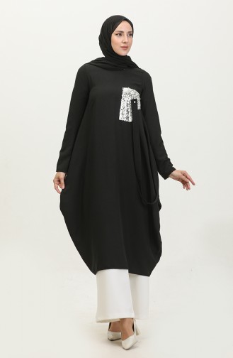 Pul Detaylı Tunik Siyah T1693