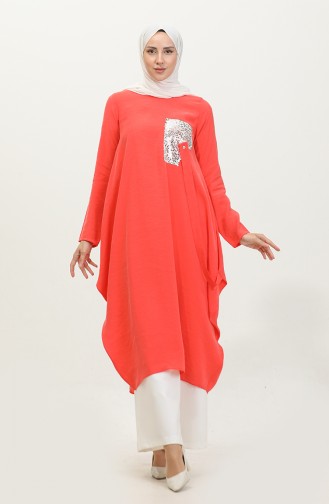 Sequin Detailed Tunic Pomegranate T1693 982