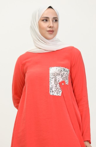 Sequin Detailed Tunic Pomegranate T1693 982