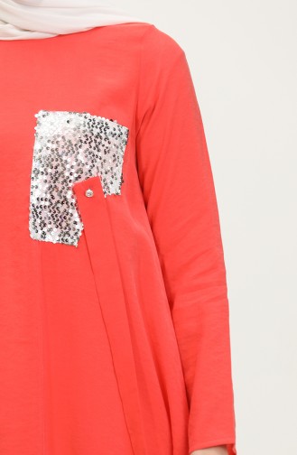 Sequin Detailed Tunic Pomegranate T1693 982