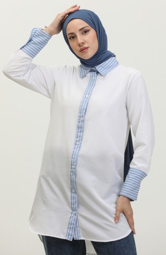 Striped Garnished Tunic 4823-09 white 4823-09