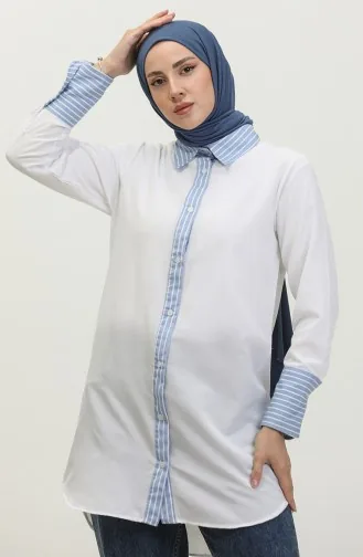 Striped Garnished Tunic 4823-09 white 4823-09