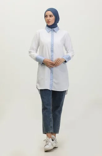 Striped Garnished Tunic 4823-09 white 4823-09