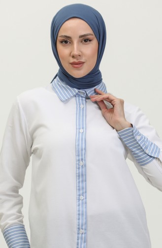 Striped Garnished Tunic 4823-09 white 4823-09