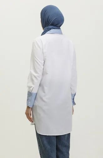 Striped Garnished Tunic 4823-09 white 4823-09