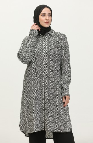 Tunique Chemise à Motifs Grande Taille 2022C-03 Blanc 2022C-03