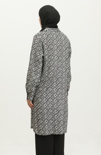 Tunique Chemise à Motifs Grande Taille 2022C-03 Blanc 2022C-03