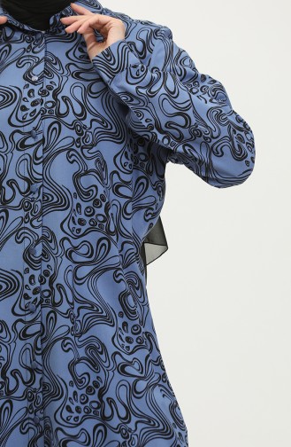 Tunique Chemise à Motifs Grande Taille 2022F-03 Indigo 2022F-03