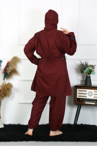 Akbeniz Plus Size Hijab-Badeanzug 7Xl-8Xl-9Xl-10Xl Weinrot 55010 4558