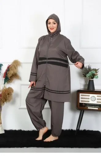 Akbeniz Hijab-Badeanzug In Übergröße 7Xl-8Xl-9Xl-10Xl Geräuchert 55010 4559
