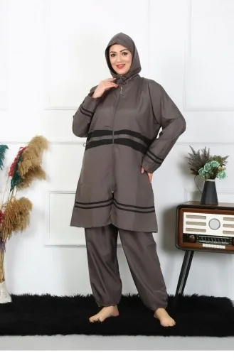 Akbeniz Hijab-Badeanzug In Übergröße 7Xl-8Xl-9Xl-10Xl Geräuchert 55010 4559