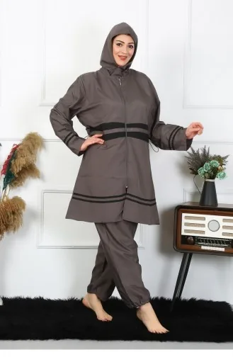 Akbeniz Hijab-Badeanzug In Übergröße 7Xl-8Xl-9Xl-10Xl Geräuchert 55010 4559