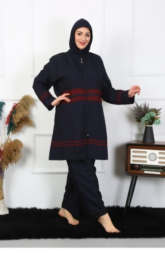 Akbeniz Grote Maat Hijab-badpak 7Xl-8Xl-9Xl-10Xl Marineblauw 55010 4561