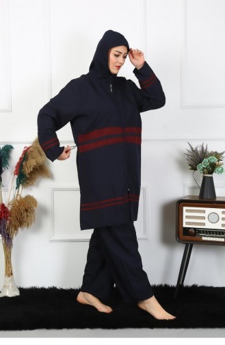 Akbeniz Grote Maat Hijab-badpak 7Xl-8Xl-9Xl-10Xl Marineblauw 55010 4561