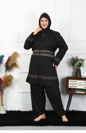 Akbeniz Büyük Beden Tesettür Mayo 7Xl-8Xl-9Xl-10Xl Siyah 55010